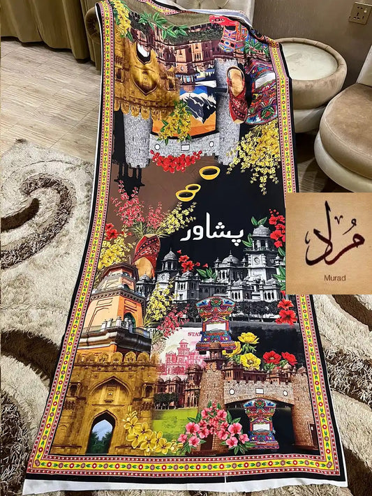 Peshawar - Swiss digital printed shawl