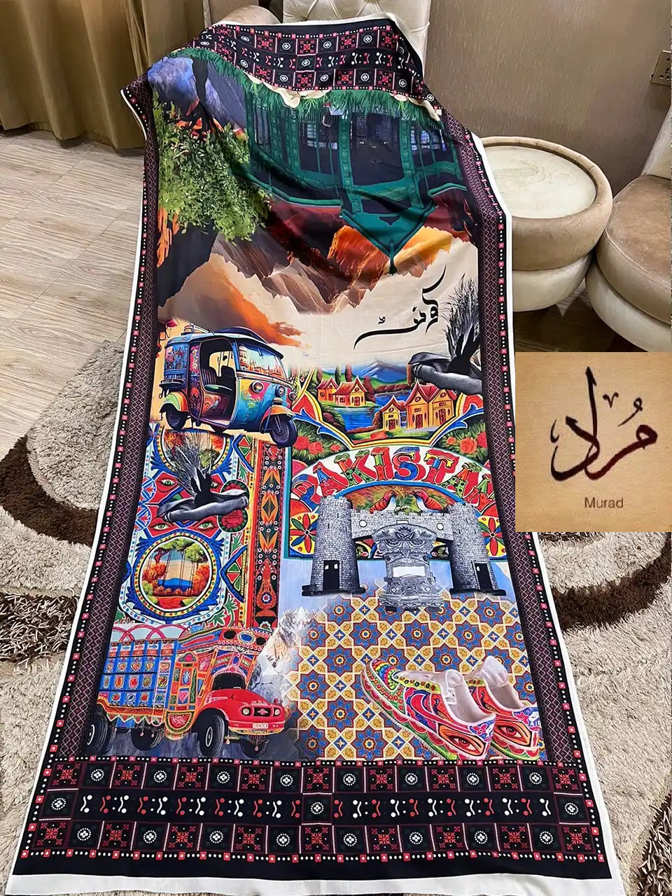 Quetta - Swiss digital printed shawl