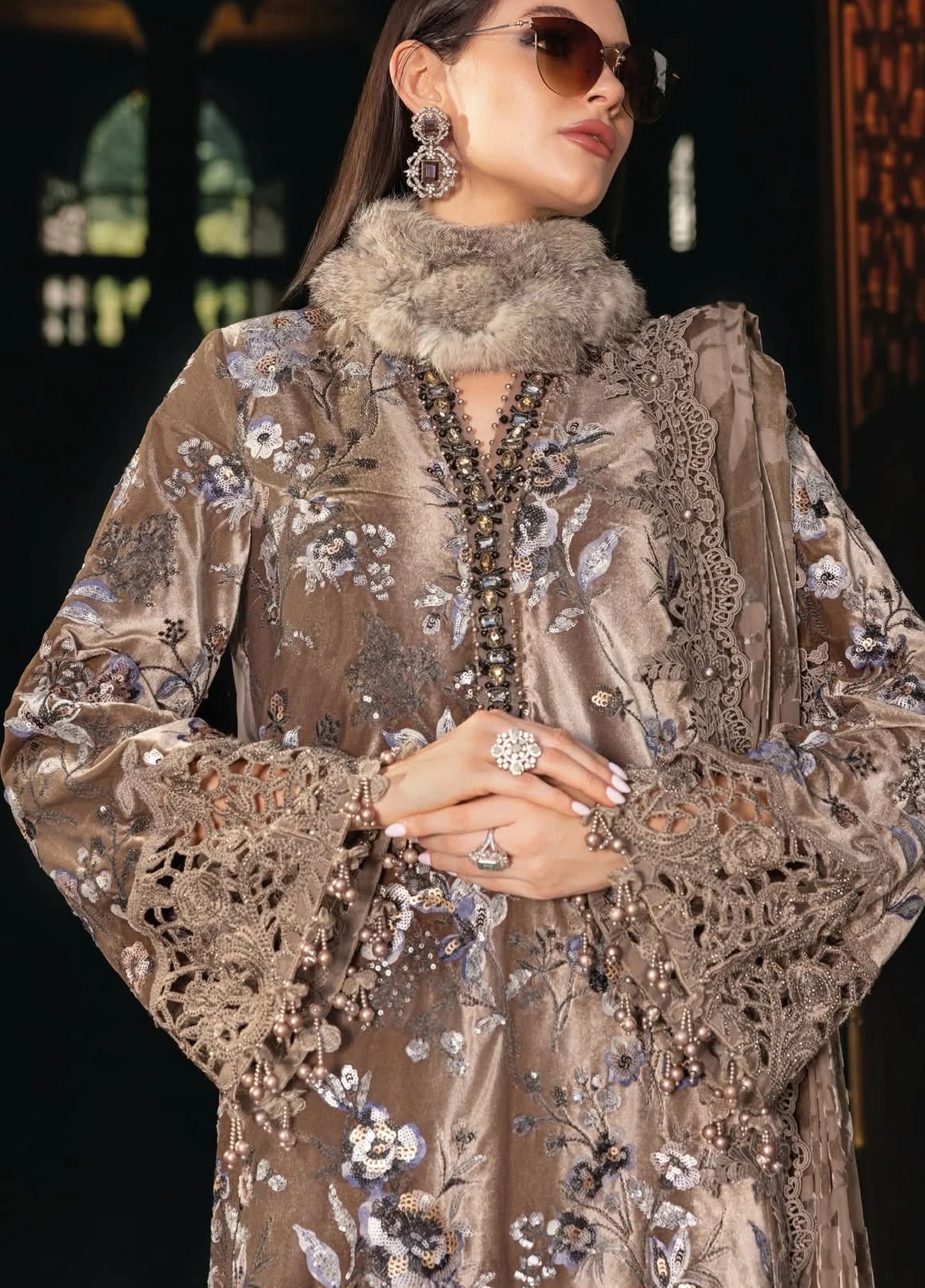 Maria B Unstitched Embroidered Velvet D3