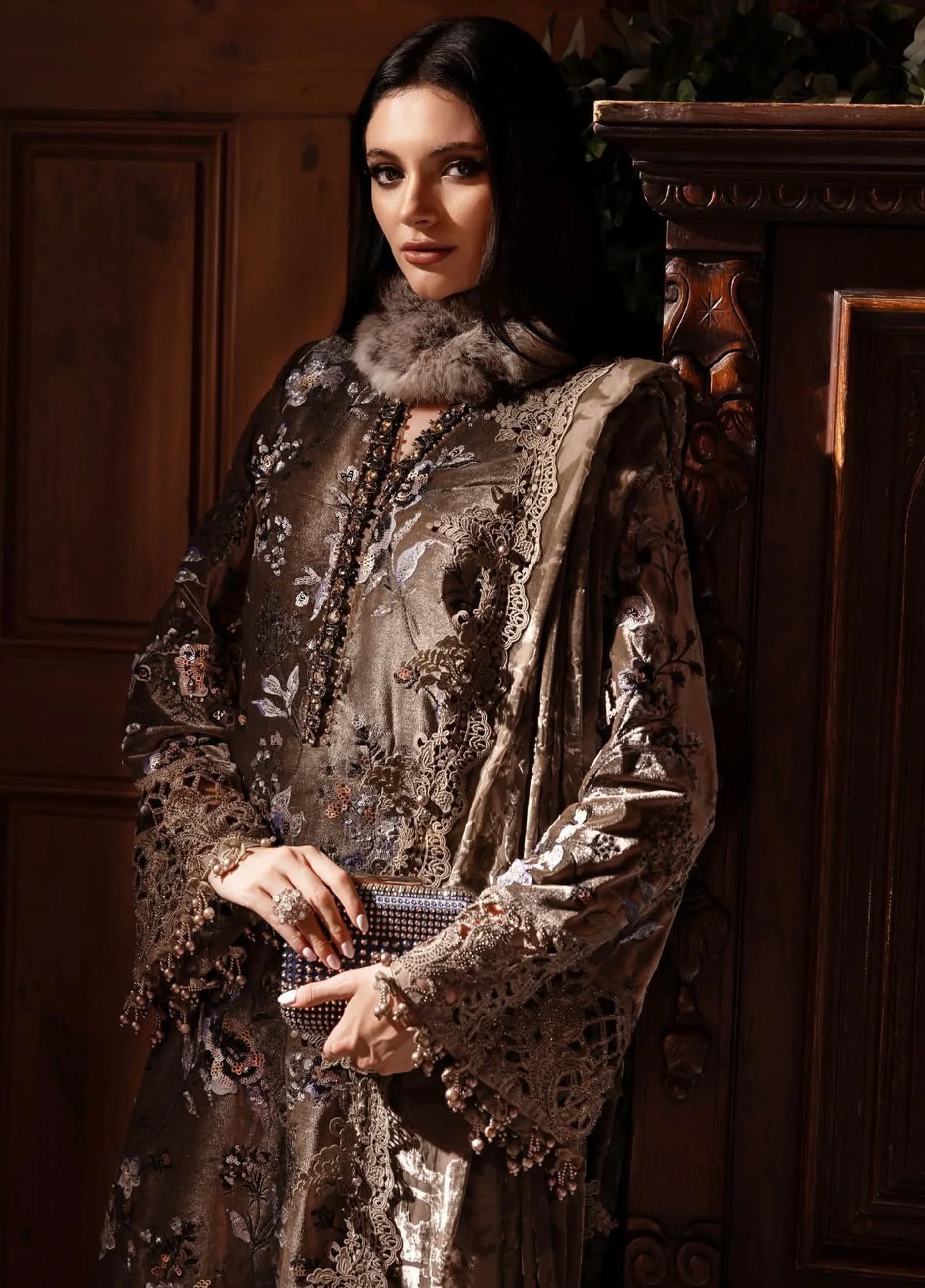 Maria B Unstitched Embroidered Velvet D3