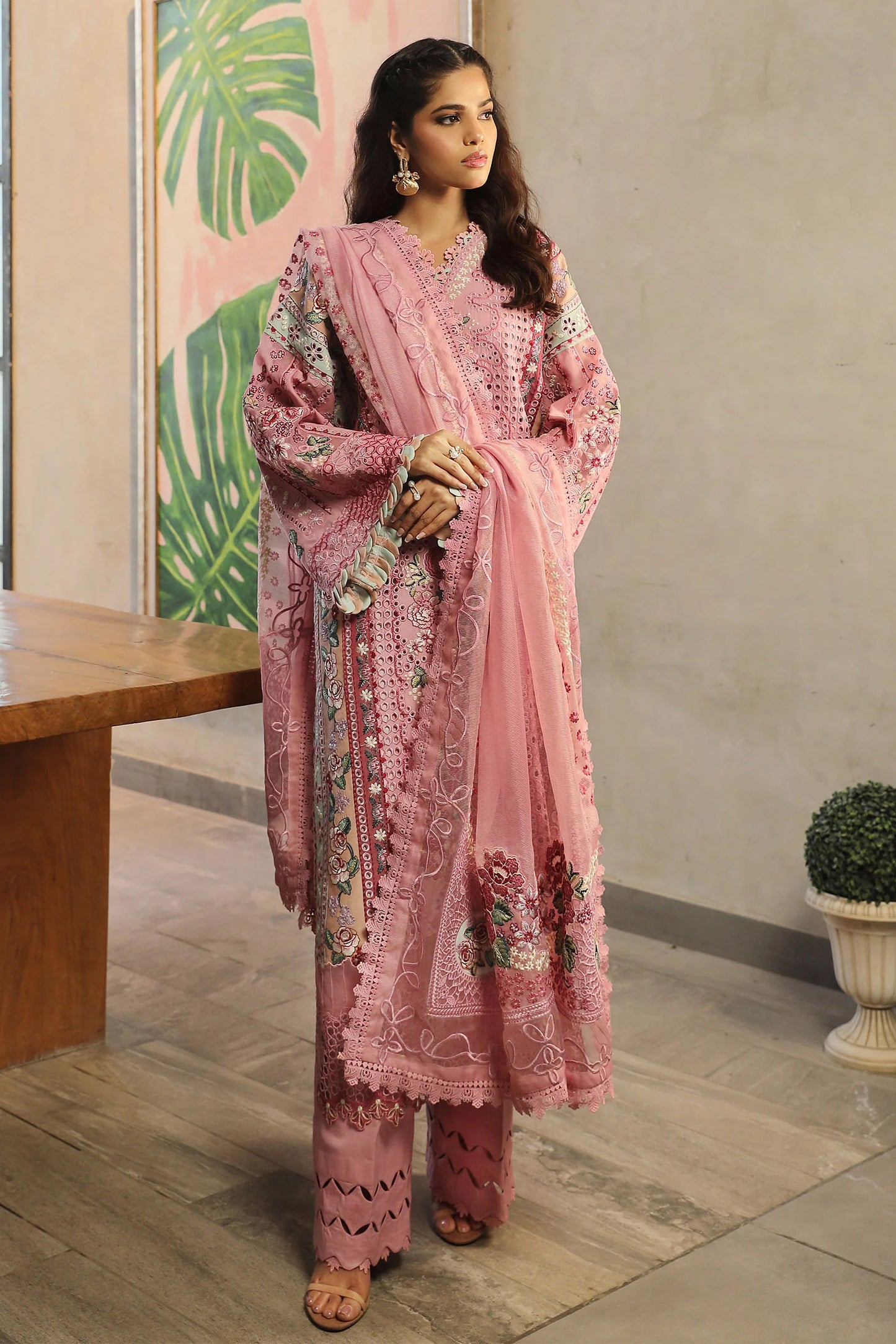 Maryam Hussain Luxury Lawn - Coral